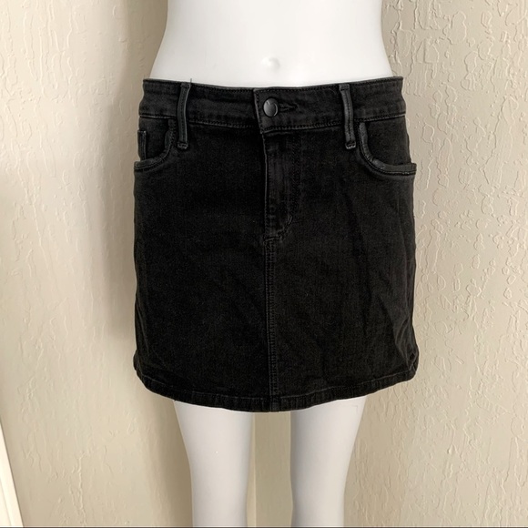 JOE’S JEANS Black Denim 5 Pocket Leather Trim Mini Skirt “Billie” Wash Size 29 - Picture 7 of 16